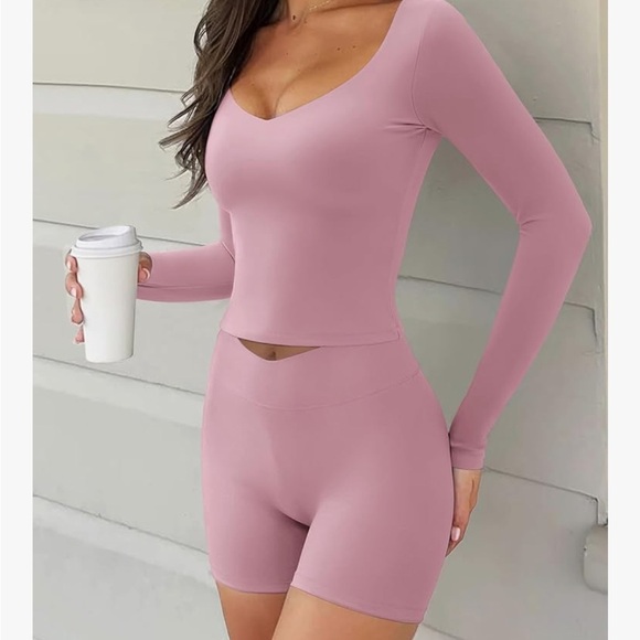 Butterysoft Long Sleeve Pink shirt with built-in bra - Picture 2 of 5